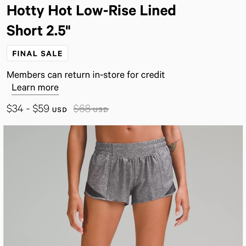 Lululemon Hotty Hot Low Rise Short